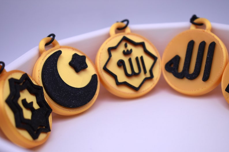 3D Printed Islamic Keychain • Black and Gold Eid Gift - Etsy