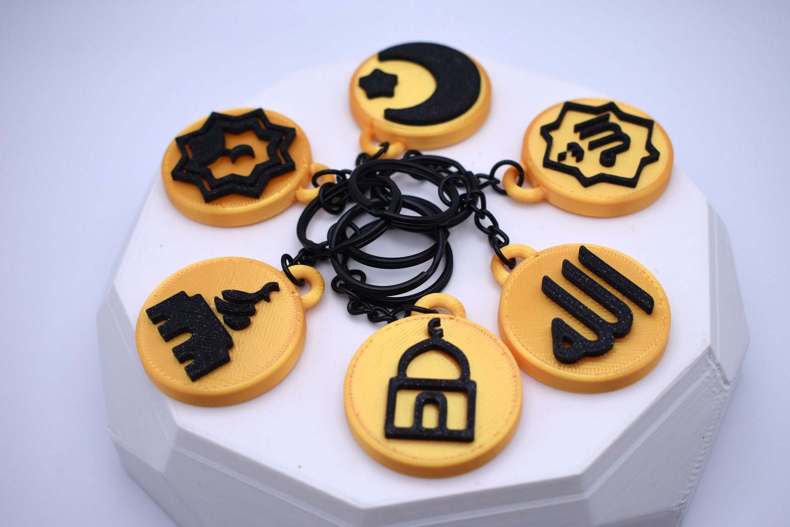 Black and Gold Muslim Symbol Keychains • 3D Printed • Islamic Eid Gift ...