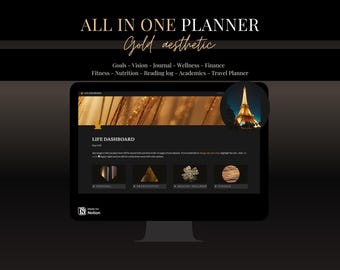 All in One Life Planner Notion Gold Digital Organizer