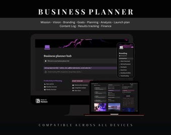 Business Planner Notion Template, Entrepreneur Organizer, Small Business Dashboard