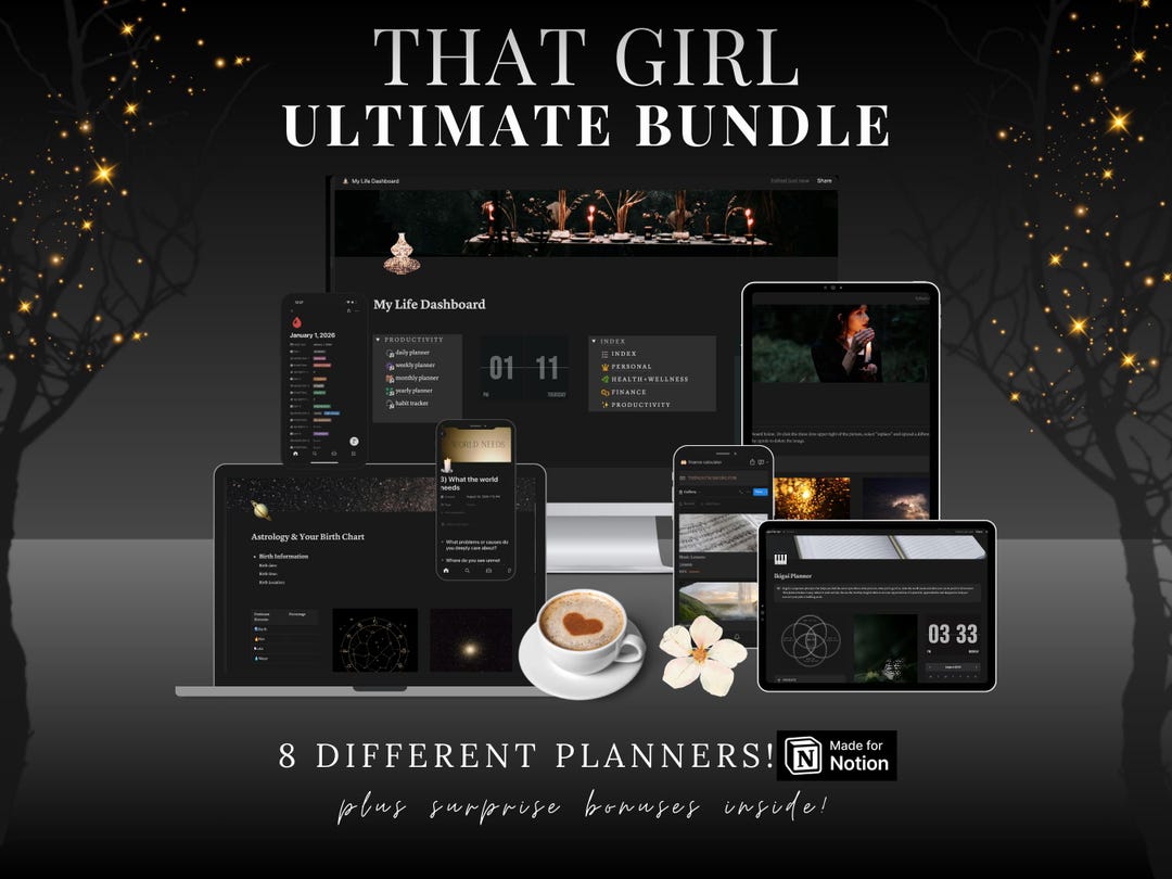 That Girl Planner Bundle Notion All in One Life Digital Organizer and ...