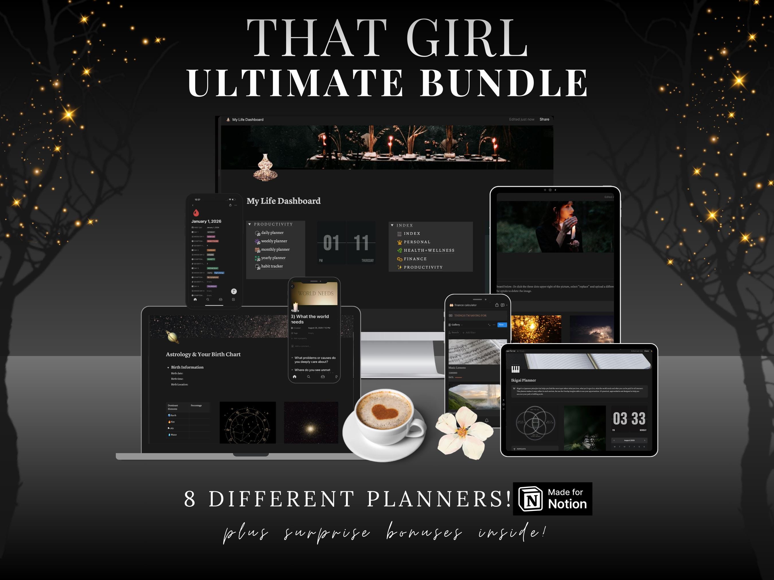 That Girl Planner Bundle Notion All in One Life Digital Organizer and ...