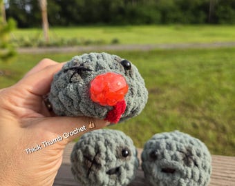 Crocheted Zombie Stress Ball, Halloween Fidget Toy, Anxiety Relief, ASMR,  Desk Pet, Plush Stim toy,