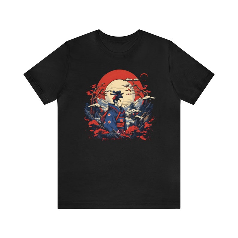 T-shirt japonais, vêtements de tous les jours, T-shirt de style japonais, samouraï japonais, chemise esthétique japonaise, vêtements Harajuku, style asiatique image 2