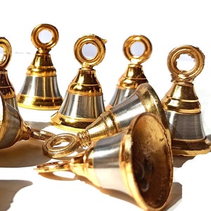 Decorative Silver and gold Colour Solid Brass Bells For home decor Garlands ornaments 1.5 inch with hooks or hanging decorative bells