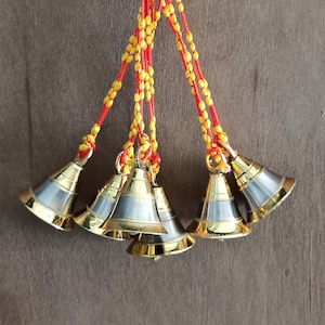 Bell with Rope Wall hanging Brass Bell Decor handmade Gold Windchime jingle bells Cow Christmas Tree decor