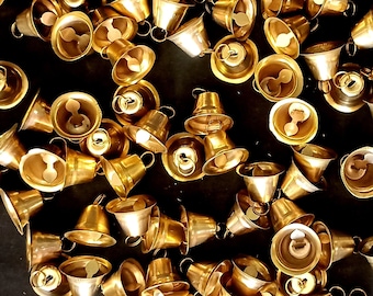 Christmas Ornaments Jingle Bells For crafts Hanging Small Bell Golden Color Garland Home Indoor Outdoor Decor 34mm
