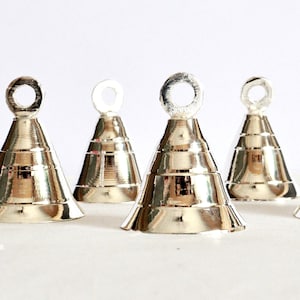 Silver Brass Bells With hooks For home decor 1.5 inch size Christmas Solid bells hanging crafting ornaments beautiful small bells for decor