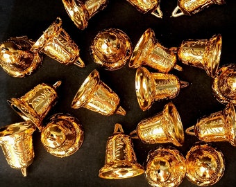 Golden Jingle Bells: 2.5" Plastic Bells for DIY Crafts (Set of 12)