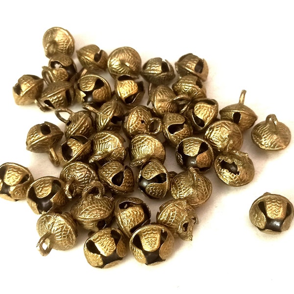 100 pcs Indian Brass Ghongroo Bells Loose Beads music Dance Classes Kathak Ghungroo Gold 2 cm