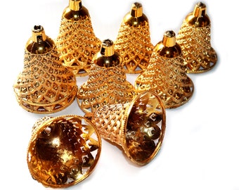 Plastic Christmas Bells: 2.5" Hanging Ornaments, Home Decor - Set of 6