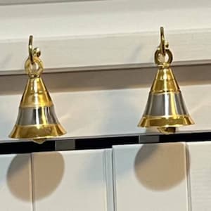Set of 12 Solid Brass Bells with hook For home decor 2 inch size Christmas bells hanging crafting ornaments beautiful small bells for decor