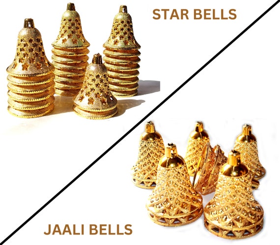 Garland Plastic Bells for Crafts Home Decor Golden Hanging Bell 2.5 Inch  Artificial Bells for Crafting Hangings and Decorations Item 