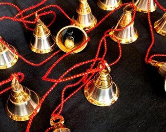 Messing Jingle Bell String SET von 5 Weihnachtsbaum Dekor, Wandbehang
