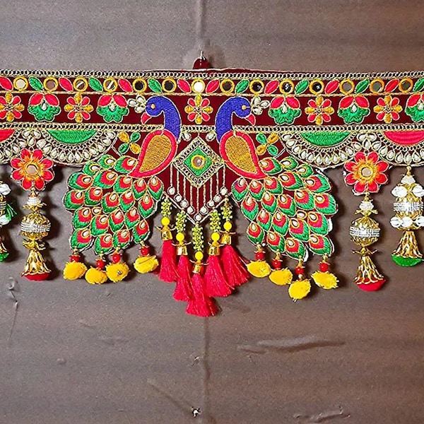 Handmade Decorative wall hanging toran for home decor Peacock design indian traditional pooja hanging item door window hanging decor