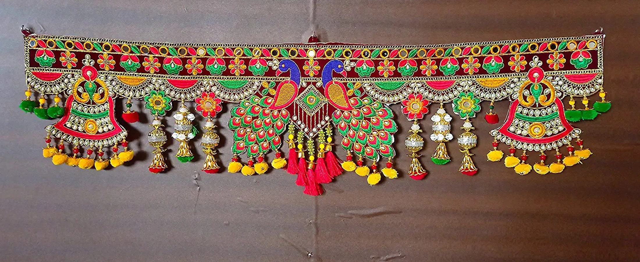 Handmade Decorative wall hanging toran for home decor Peacock design indian traditional pooja hanging item door window hanging decor