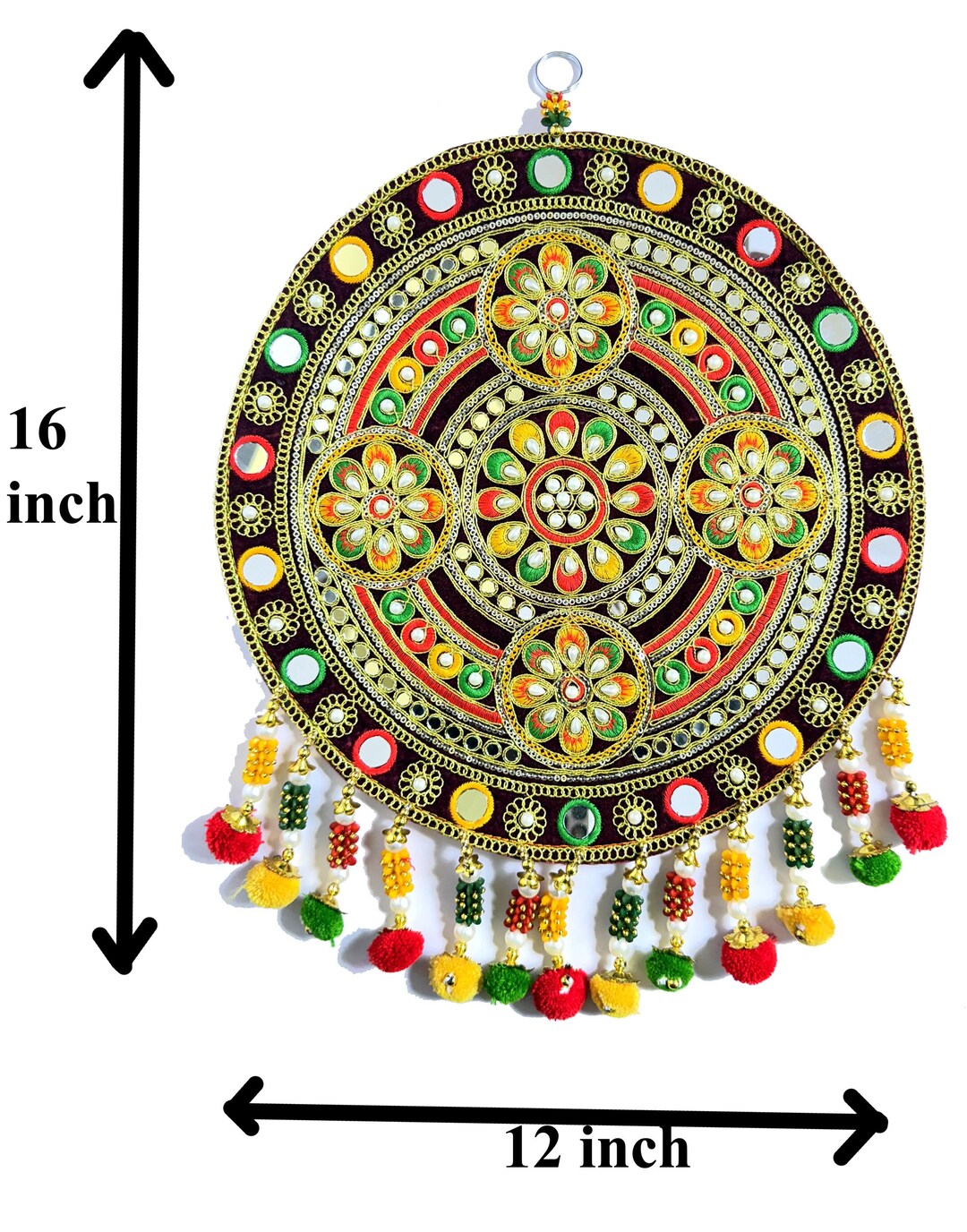 Cotton Multi Color Round Rangoli Design Wall Hanging Toran Handmade ...