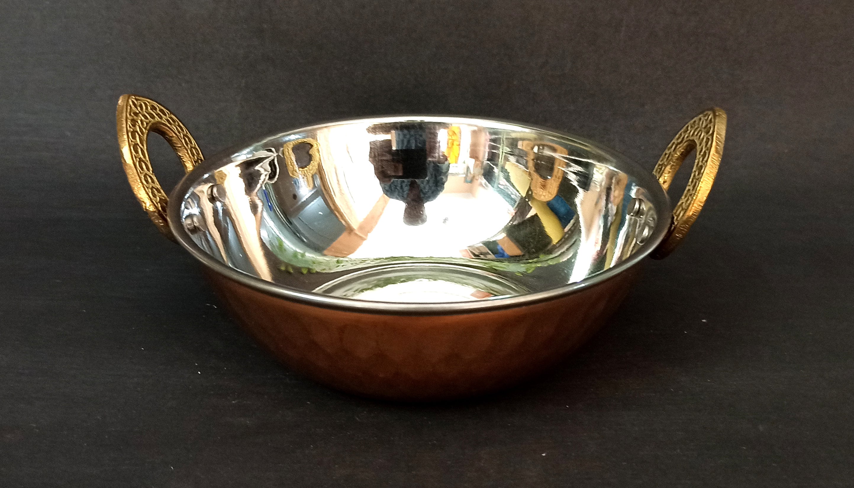 Indian Hammered Copper Kadai Serving Dish