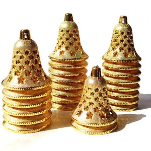 Plastic Bells For crafting and Home decor jingle star bells 2.5 inch Decorative Artificial Bell Ornaments Set of 6