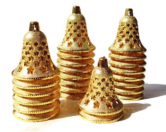 Golden Plastic Jingle Bells: 2.5" Christmas Ornaments, Set of 6