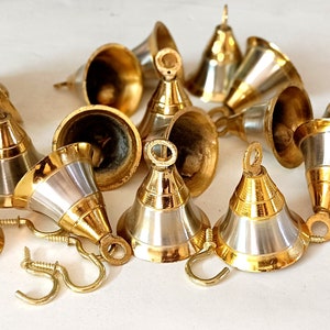 Brass Bells For home Decor Wall Hanging two Color Bell Christmas Tree Decor Ornaments jingle bell Diwali indoor decor outdoor garland 2 inch