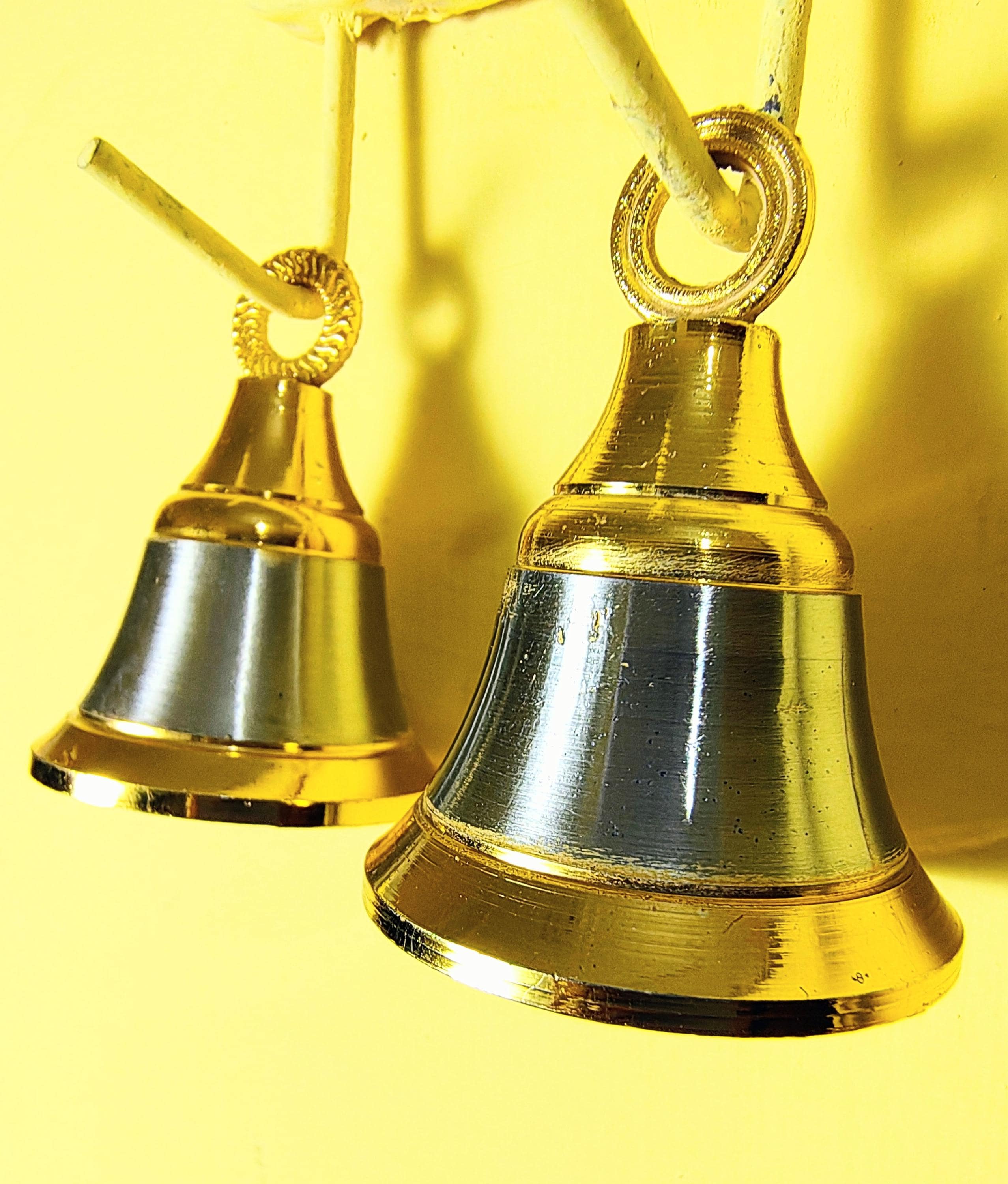 2 Inch Bell Brass Bells 2 Inch With J Hook - Silver & Gold Wall Hanging Decor For ...