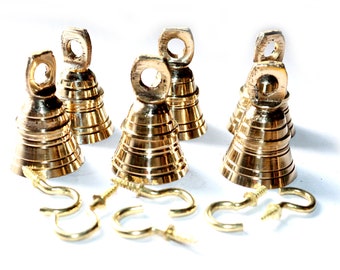 Brass Bells For home decor with hooks jingle bell ornaments indoor, outdoor decoration bell 2 inch