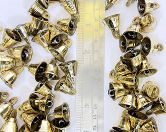 Brass Golden Jingle Bells: 1-inch Crafting Bells, Assorted Designs (100 pc)