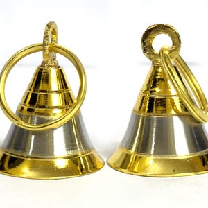 Brass Jingle Bell: Golden Silver Pet Collar Charm, 1.5 inch