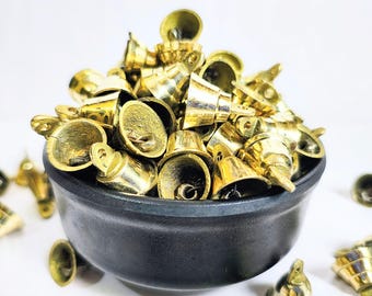 100 Golden Brass Jingle Bells: 1-inch Craft Bells for Christmas Decor
