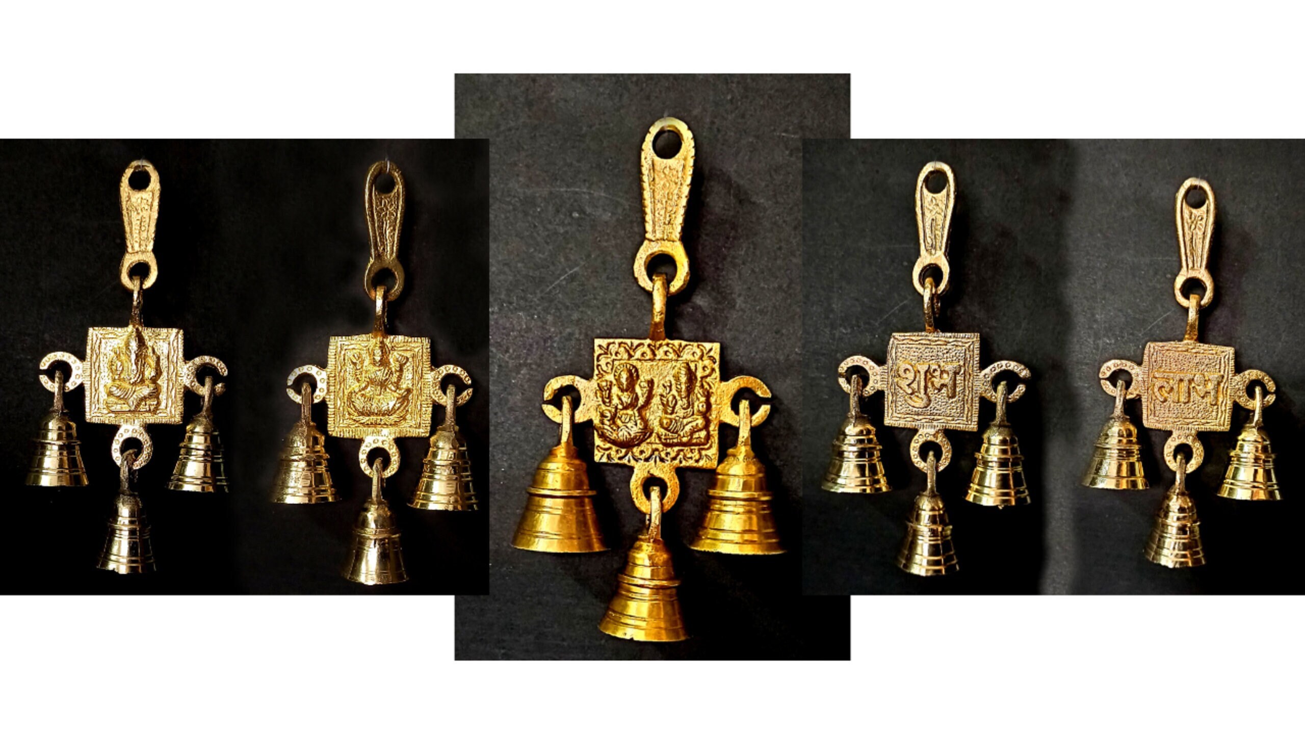 Brass Shubh Labh Hanging Bells Set Brass Hanging Bell Brass 