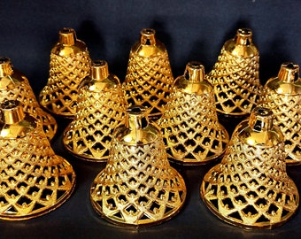 4 inch Golden Plastic Artificial bells for home decor wall hanging Decoration jingle bell tree Decor ornaments