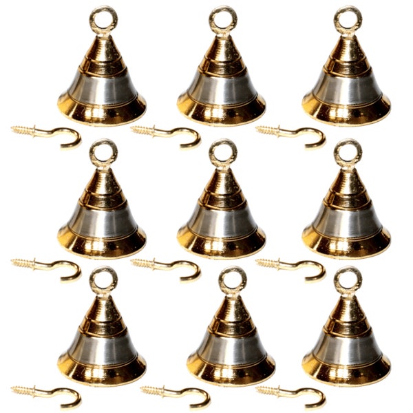 Solid Brass Bells For home decor 2 inch size Set of 6 With hooks christmas bells hanging crafting ornaments beautiful small bells for decor