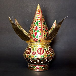 Handcrafted Meenakari Kalash Pot: Indian Temple Pooja Decor
