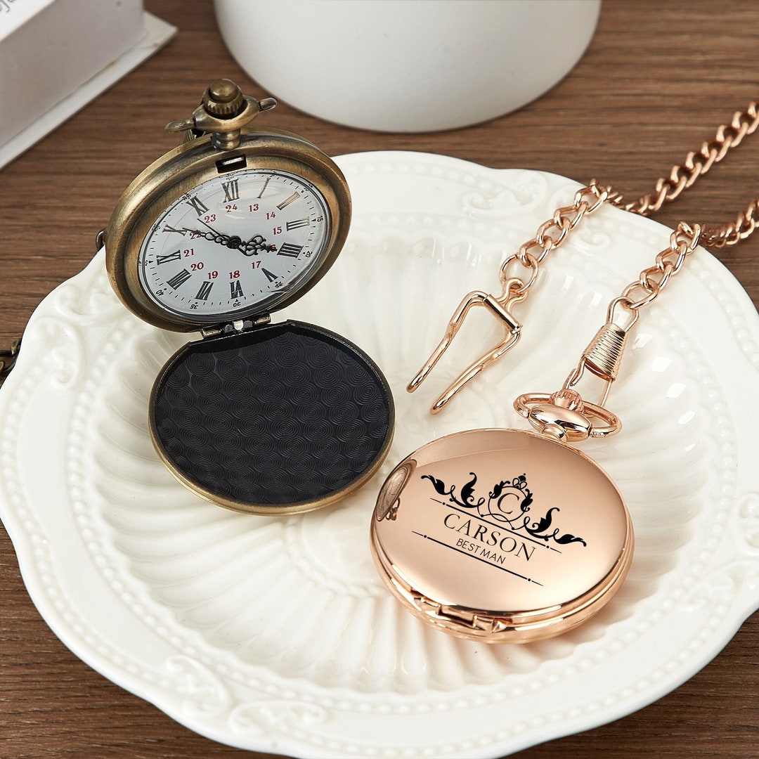 Personalized Pocket Watch Engraved Pocket Watch With Chains Etsy