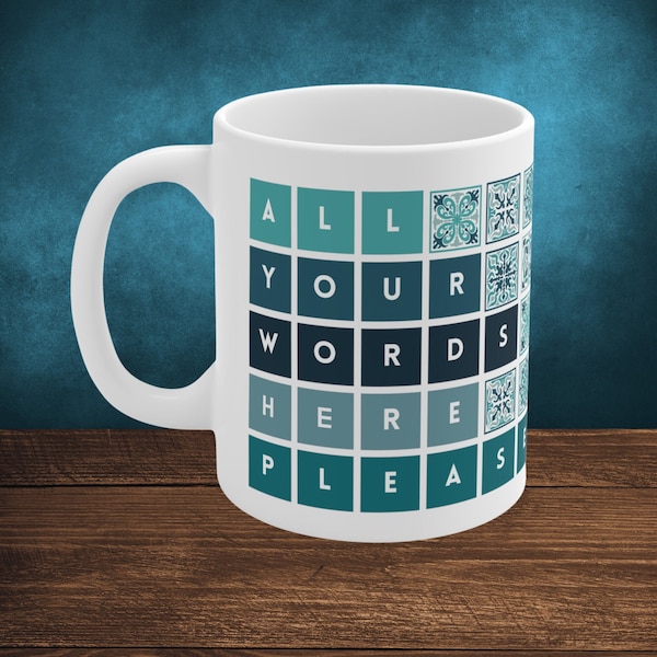 Personalized VINTAGE Word MOSAIC TILES Mug Gift 11oz