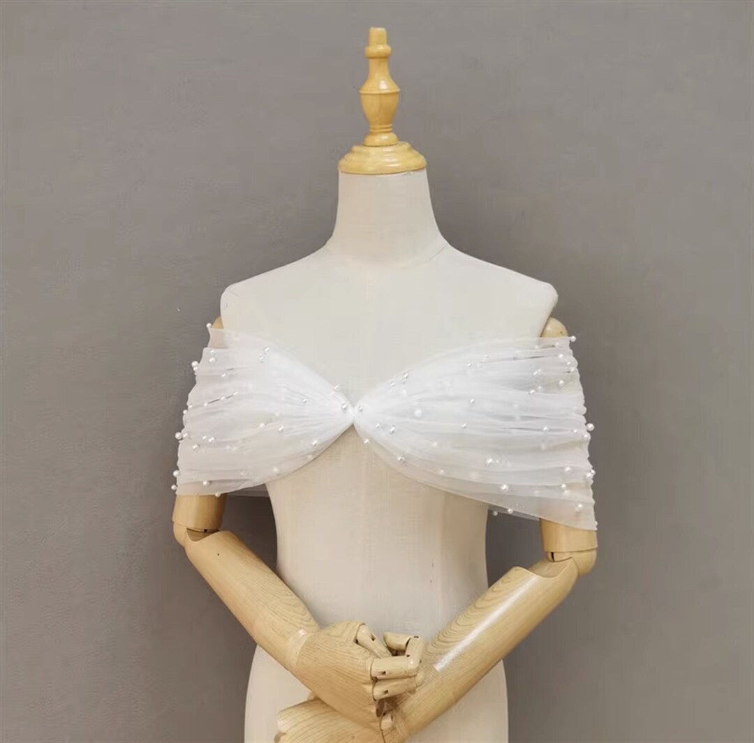 Off-the-shoulder Pearls Bolero Wedding Dress Topper Bridal - Etsy