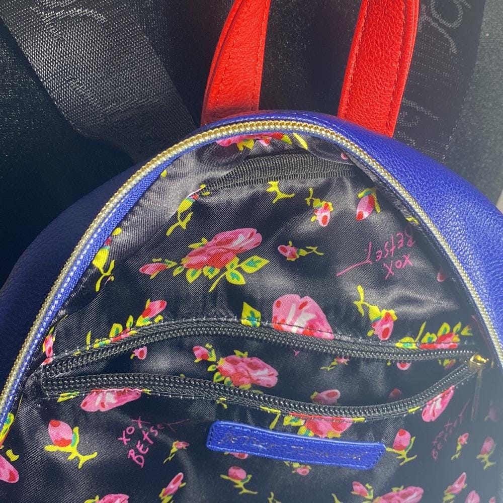 Betsey Johnson Love Backpack Patriotic Red White Blue Stripes Star Betsey Johnson Love Backpack Patriotic Red White Blue  main image 3