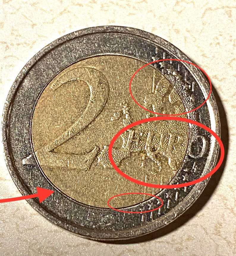 2 Euro Münze Fehlprägung Strichmännchen Belgien Sammlerstück Etsy.de
