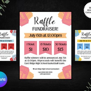 Bearbeitbarer Raffle Fundraiser Flyer - DIY Canva Raffle Ticket Vorlage - Unbegrenzte Änderungen!