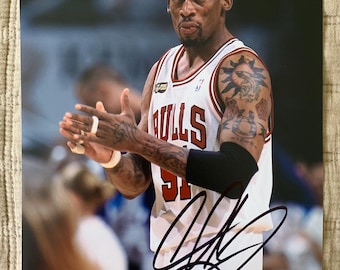 ミッキー・ロークのサイン入り 8x10 ダブルチーム、デニス・ロッドマン