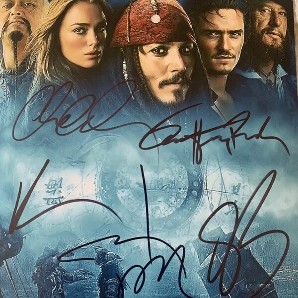 Pirates Of The Caribbean Cast Hand Signed 8x10 Photo With COA