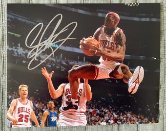 ミッキー・ロークのサイン入り 8x10 ダブルチーム、デニス・ロッドマン