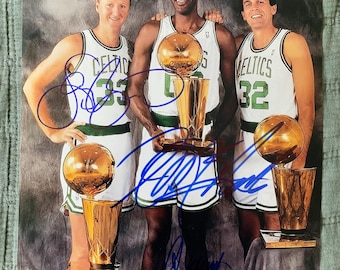 NBA Larry Bird, Robert Parish & Kevin Mchale Hand Signed 8x10