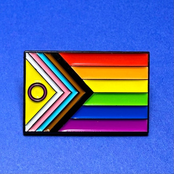 Intersex Intersectional Progressive Pride Flag - Rectangle - LGBTQIA+ Inclusive Pin