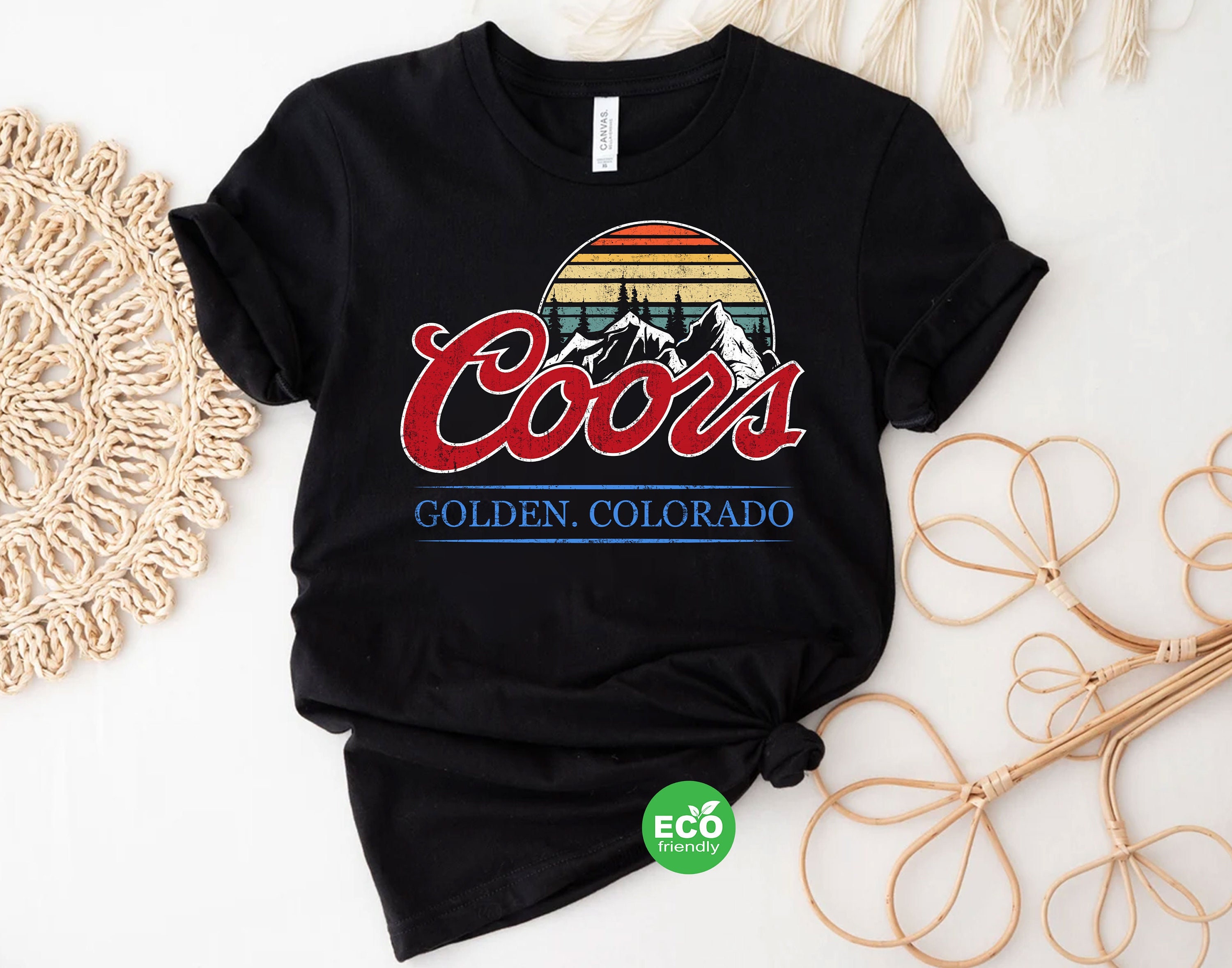 Vintage Coors Golden Colorado Rocky Mountain Coors Light Beer Label Gift  For Beer Lover Drinking Tees