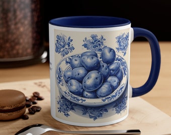 Pride and Prejudice What Excellent Boiled Potatoes Porcelain Delft Tile Inspired Coffee Mug, 11oz