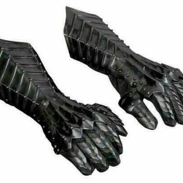 Medieval Gauntlets Nazgul Black Antique Steel Armor Gloves Crusader cosplay Halloween Costume Cosplay Gift