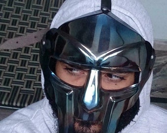 MF Doom Marvellian rappeur masque de gladiateur masque finition noire Costume de Cosplay portable Costume d'halloween