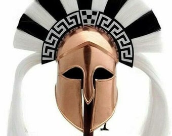 Medieval Corinthian Greek Knight Crusader Spartan Armor Helmet Halloween Gift With Black white Plum